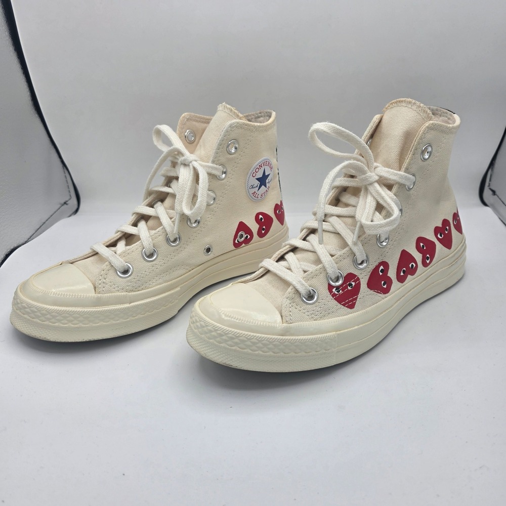 Converse x CDG Play Chuck 70 High Top Multi Heart Cream White Men 4 Women 6